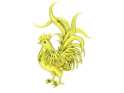 High Detail Rooster Pendant Model for CNC and 3D Printing  3979 3D print model