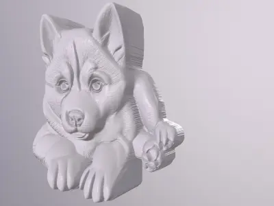 Puppy Husky 4 basrelief for 3D printing 3D print model