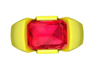 A7484 Emerald Diamond Men Ring 3D Model 3D print model