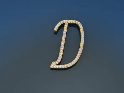 Letters 3d model gold and diamond letter d 3D model