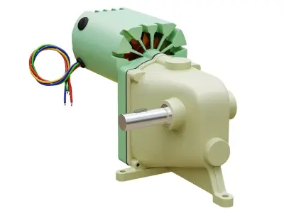 Electric Motor Low-poly 3D model 3