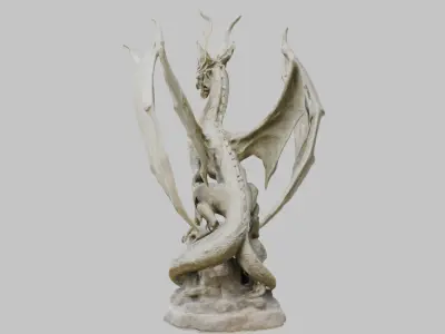 Detailed Dragon Statue 3D Model Low-poly 3D model
