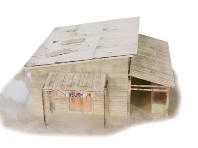 Abandoned building shop old house Low-poly 3D model
