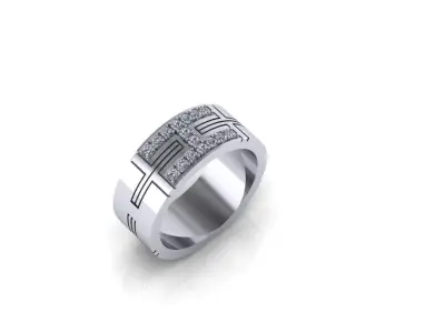 man ring with  diamonds  3D print model 3D print model