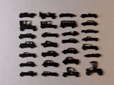 Old Car Silhouettes Collection 3D model