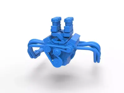 Engine of Vintage Supermodified stock car V2 Scale 1 to 25 3D print model