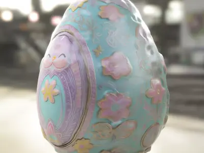 Decorative Fantasy Egg with Cute Low-poly 3D model