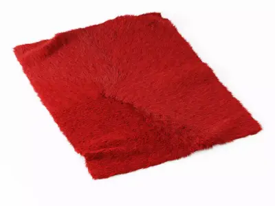 Red Angora Fur Rug 3D model