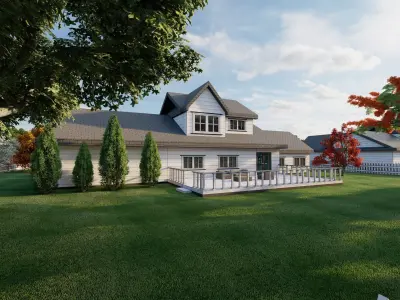 3D Villa 8 Model home with picket fence 3D model