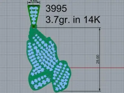 Pray French Pave Pendant 3995 3D print model