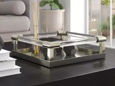 Polished Nickel Glass Vanity Tray 3D model