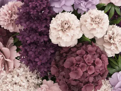 Bouquet Of Flowers Peony hydrangea lilac 506 3D model