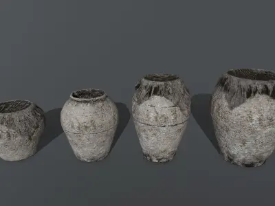 old vase set Low-poly 3D model