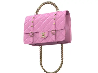 Vintage Flap Bag Aged Calfskin Pink Low-poly 3D model