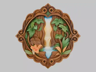 Ornate Wooden Carving Low-poly 3D model