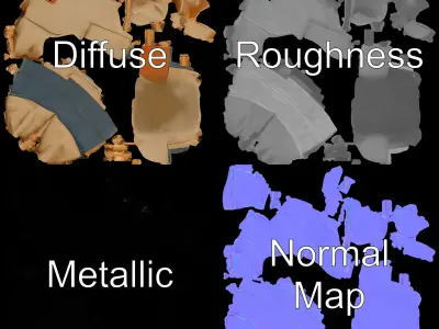 Canvas Drawstring Bag D Model Pack Low-poly 3D model