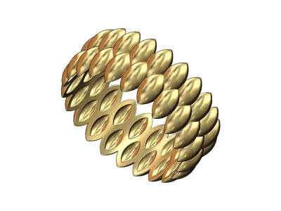 Double row seed shaped motif band size 5to11  3D print model