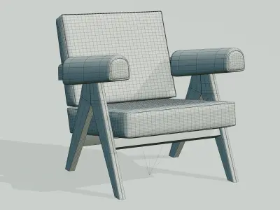 053 CAPITOL ARMCHAIR - PIERRE JEANNERET Low-poly 3D model