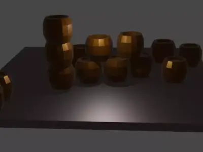 Low Poly Barrels set of wooden on table Free low-poly 3D model