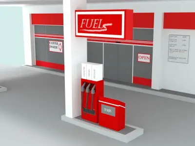 GASOLINE STATION by RICHARD HIND Free low-poly 3D model