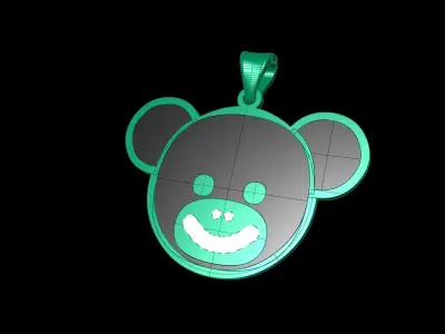 Bear Character Enamel Pendant 3D model Texture 3D print model