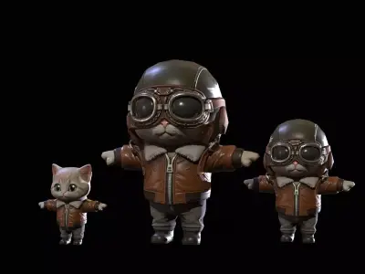 Cat3Pack2 Low-poly 3D model