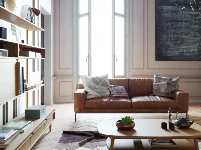 Mid Century interior scene 3D model 2