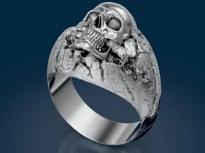 Skull Gown Luxury Ring 3D print model
