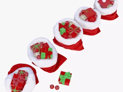 Christmas Gift Sacks with Presents M1 3D model