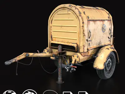 Diesel Air Compressor Low-poly 3D model