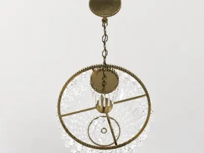 Midcentury French Cut Crystal Corbeille Style Chandelier 3D model