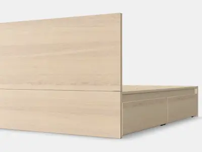 MALM Bed frame high w 4 storage boxes 26 Low-poly 3D model