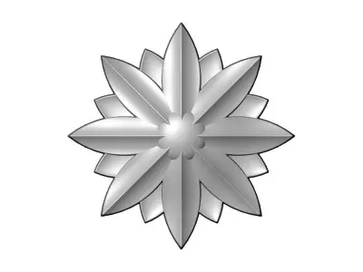 Faceted floral leaf rosette carving molding relief onlay 3D print model