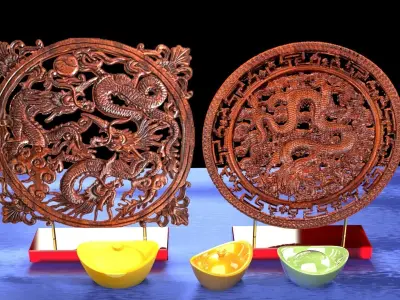 Chinese dragon carving pattern  3D model buy