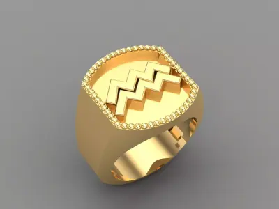 Aquarius Ring Version 2 For Print STL 3D print model