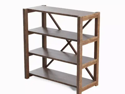 Wide Pottery Shelf Set A Low-poly 3D model