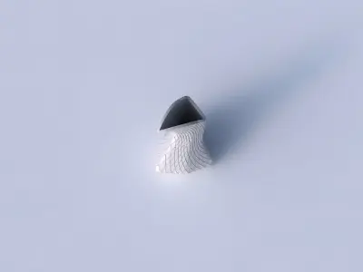 Vase puffy bent triangle with diagonal grid plates 3D print model