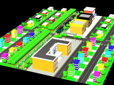 low poly CITY BUILDING  Free low-poly 3D model
