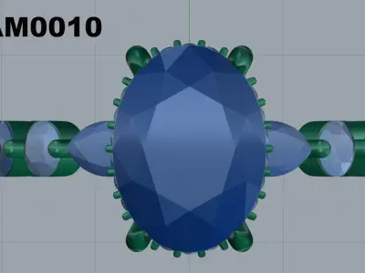 Oval cut  engagement ring 3D print model