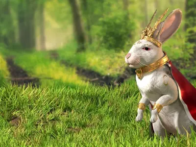 Fantasy Golden Rabbit Low-poly 3D model