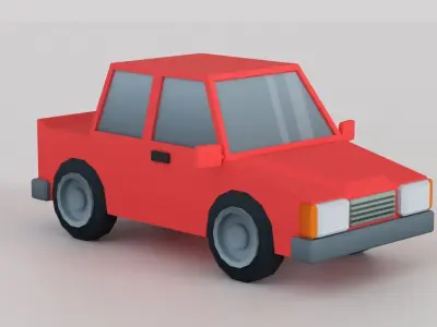 Cartoon Low Poly Car 02 - Sedan Low-poly 3D model