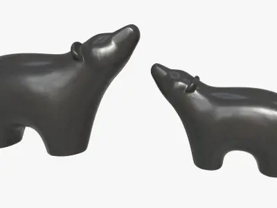 Ceramic Bear Figurines 3D model