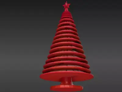 Minimalist Layered Tree Sculpture 3D Model Christmas Decor Low-poly 3D model