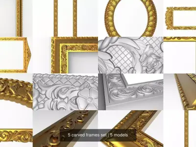 5 carved frames set 3D Model Collection get