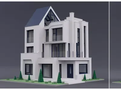 Modern houses Free low-poly 3D model