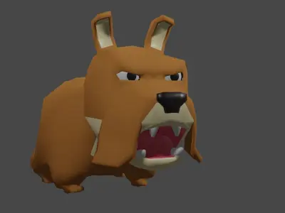 3d model bulldog lowpoly include shapekey expresion face 3D model