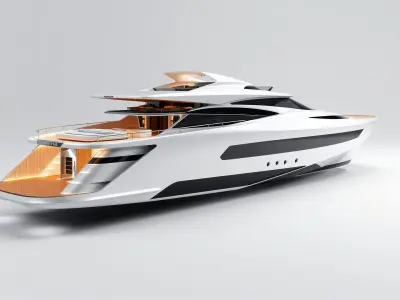 Futuristic Mega Yacht 3D Model Pack Low-poly 3D model