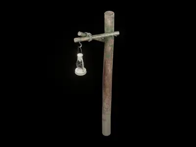Lantern Pole Low-poly 3D model