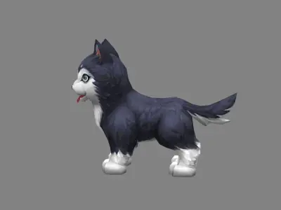 Cartoon husky - puppy dog Low-poly 3D model