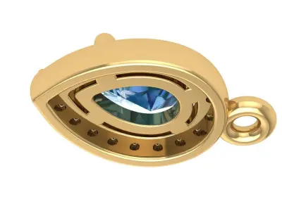 Pendant necklace with a gemstone Pear 3D model print 3D print model